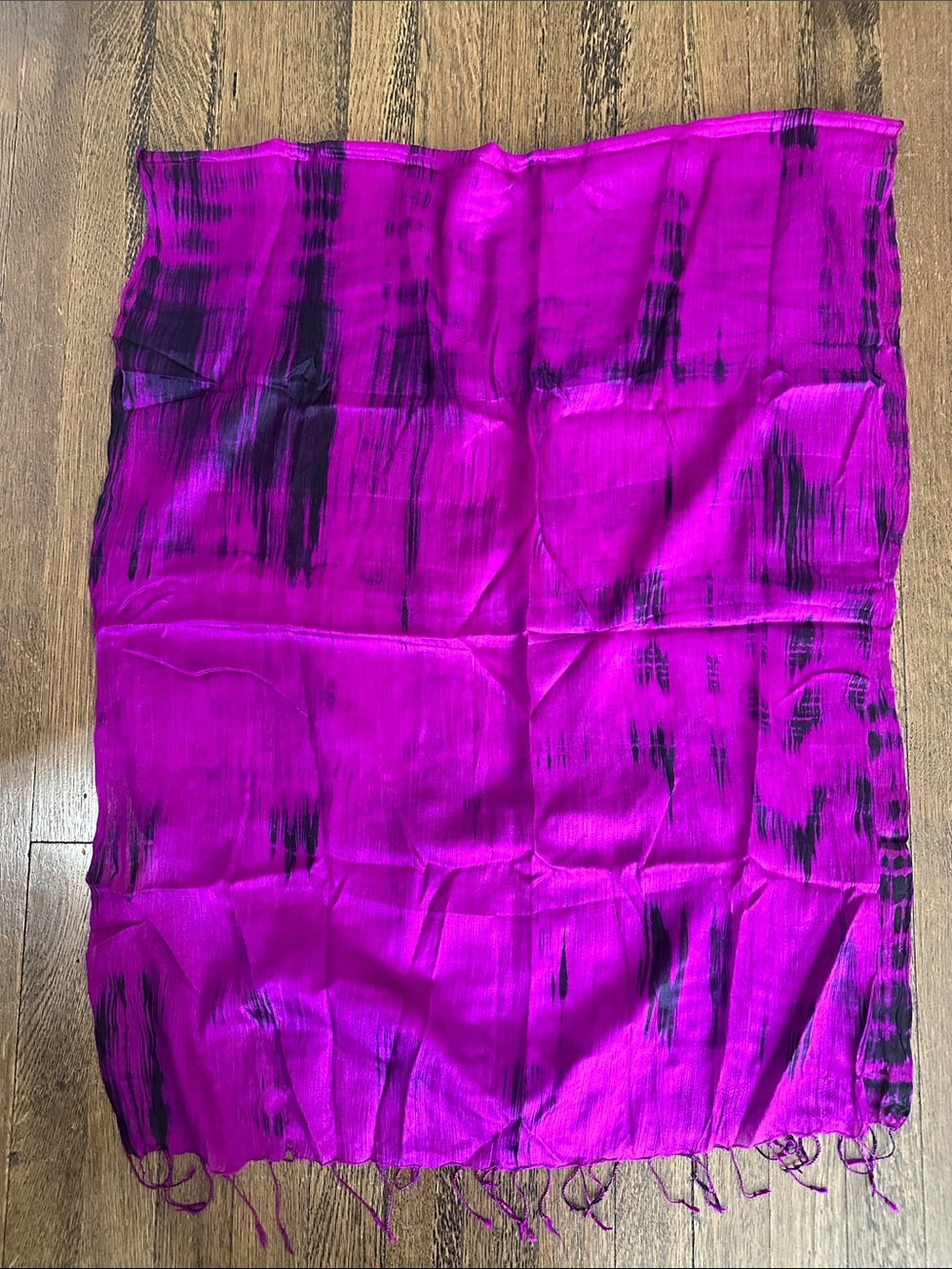 Vibrant Magenta & Black Tie-Dye Scarf